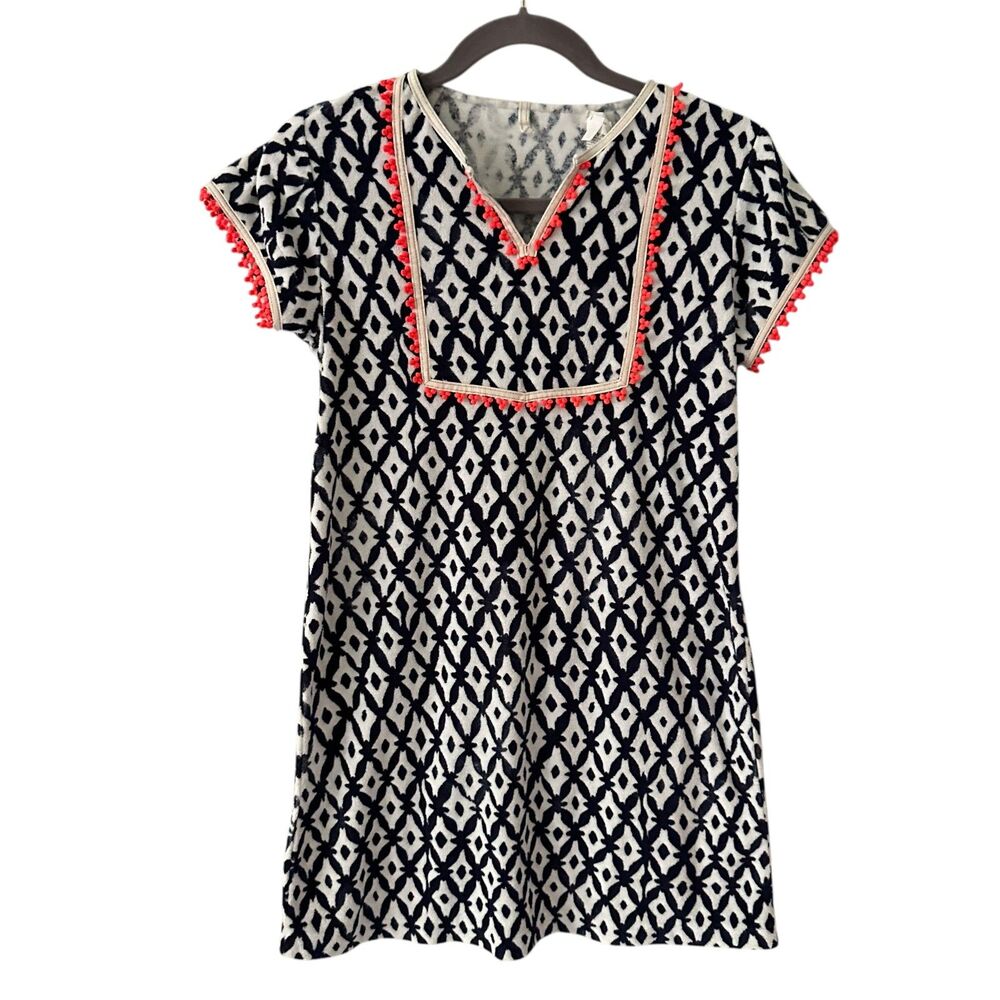 Crewcuts Girls Blue, White and Orange V-Neck Terrycloth Swim‎ Dress Size 14